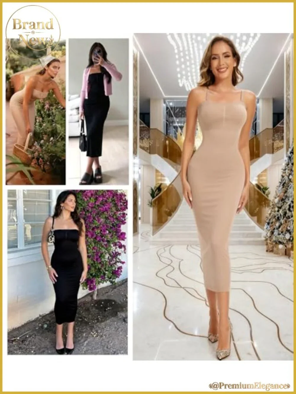 Strapless Full Slip with Removable Straps Tummy Control Shapewear Slip Dress